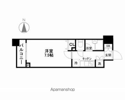 スペーシア秋葉原[1K/23.85m2]の間取図