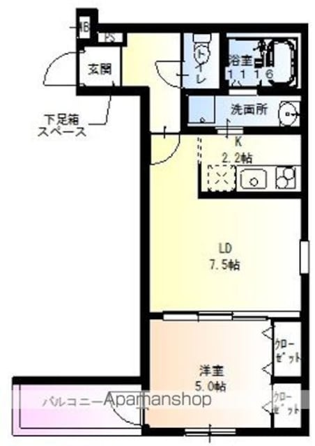 和歌山県和歌山市田中町３丁目[1LDK/37.03m2]の間取図