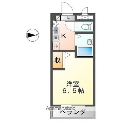 ランプハウス八日市[1K/21.44m2]の間取図