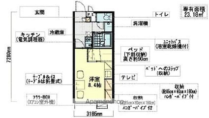 レオパレスメルベーユ[1K/23.18m2]の間取図