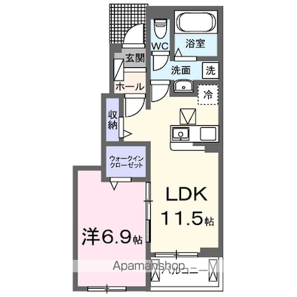 シャーロットタウンⅦ[1LDK/44.2m2]の間取図