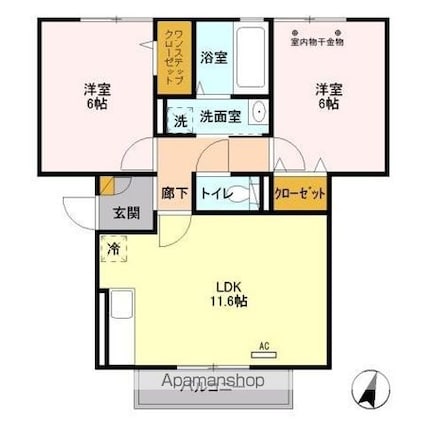 ベル八潮[2LDK/55.41m2]の間取図
