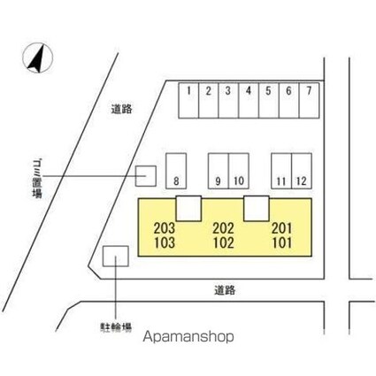 香川県高松市上林町[2DK/45.42m2]の配置図