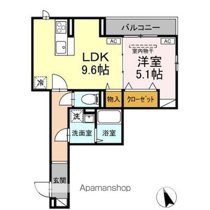 ＡｓｓｅｔーＣｏｕｒｔ堀之内[1LDK/38.93m2]の間取図