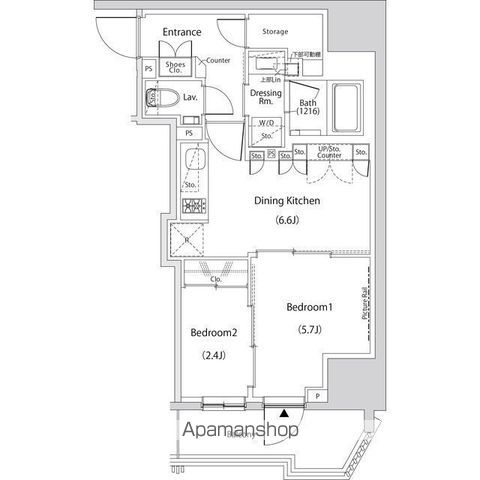 中野区本町のマンションの間取り