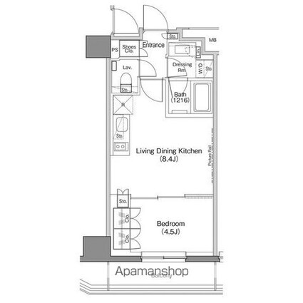 ザ・パークハビオ神楽坂香月[1LDK/31.89m2]の間取図