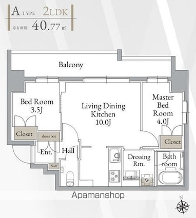 ＬｉｖｅＣａｓａ高円寺[2LDK/40.77m2]の間取図