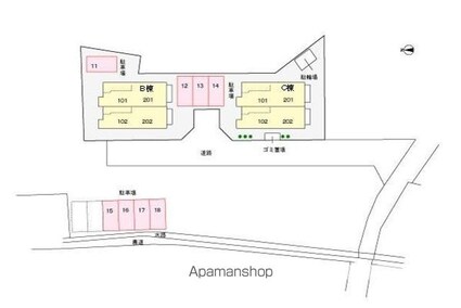 リバティハウスＢ[1R/32.9m2]の配置図