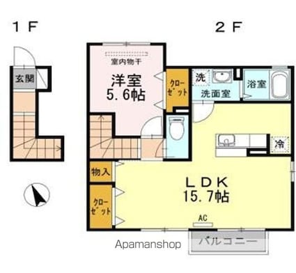 クレスタ[1LDK/54.11m2]の間取図