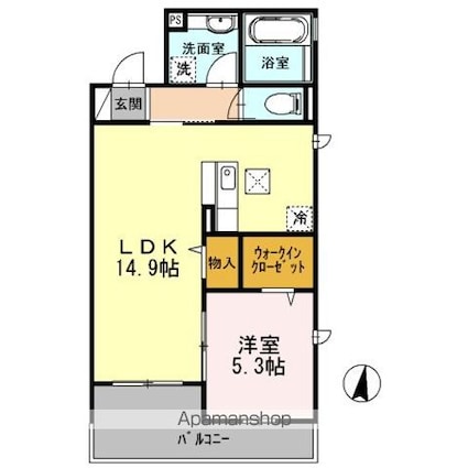 東京都練馬区中村南１丁目[1LDK/49.51m2]の間取図