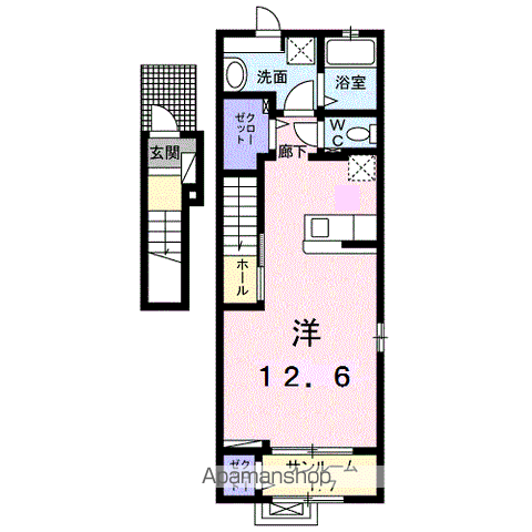 カーサ・ディレット 201 ｜ 福井県福井市勝見３丁目4-21（賃貸アパート1R・2階・40.94㎡） その2