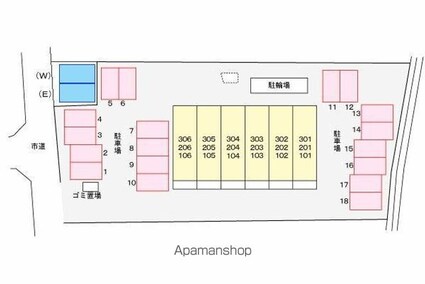 香川県高松市上福岡町[1R/34m2]の配置図