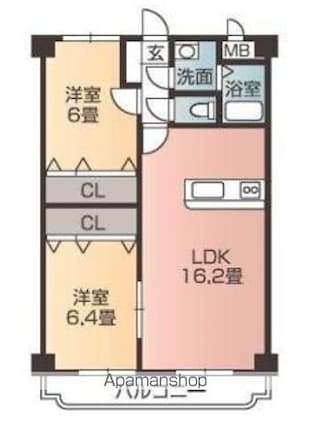 ユーミーＫＡＷＡＫＵＢＯ[2LDK/63.17m2]の間取図