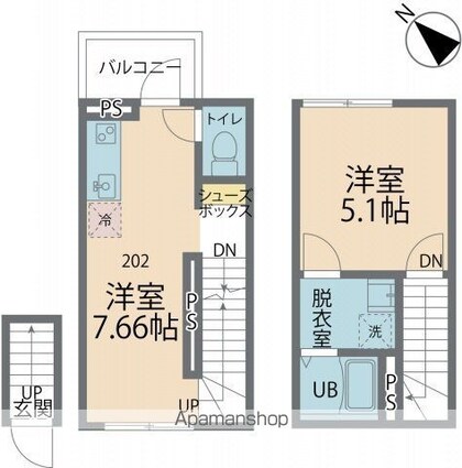 カインドネス南雪谷[1DK/33.79m2]の間取図