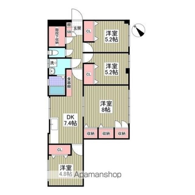 ウィンズベルⅡ[4DK/72.5m2]の間取図