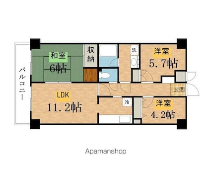 ニューリバーコート[3LDK/61.48m2]の間取図