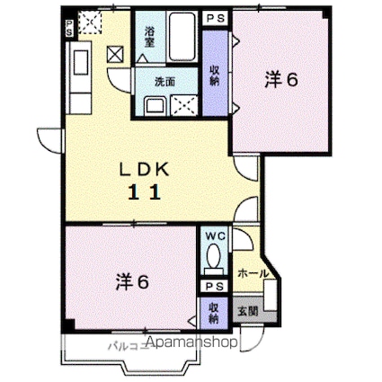 サンハイムＣ[2LDK/51.79m2]の間取図