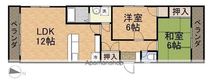 シャンブルド昭島[2LDK/64.8m2]の間取図