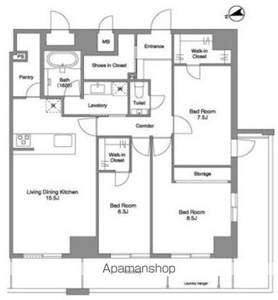 Ｐｒｉｍａ　Ｓｔｅｌｌａ[3LDK/96.52m2]の間取図
