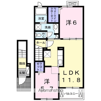 クレスト・ココ　Ａ[2LDK/56.68m2]の間取図