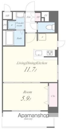 オズ　レーベル[1LDK/41.39m2]の間取図