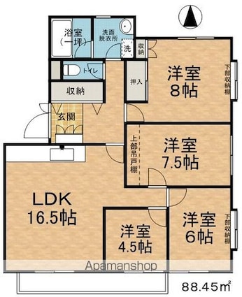 メゾン若宮Ａ[4LDK/88.45m2]の間取図