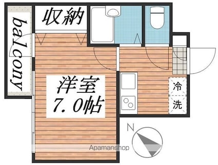 アプレシティ国分寺[1K/22.29m2]の間取図