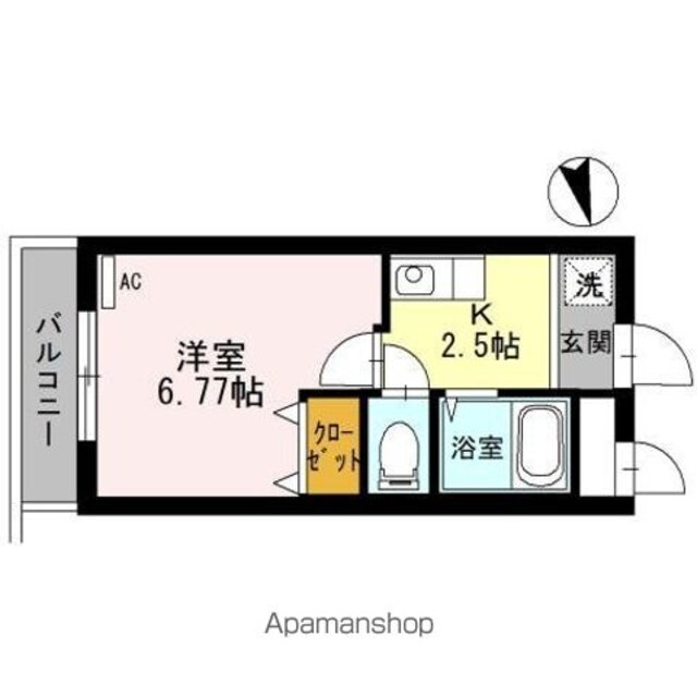 ヴィラ栄谷[1K/22.97m2]の間取図