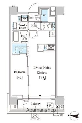 東京都中野区弥生町１丁目[1LDK/40.11m2]の間取図