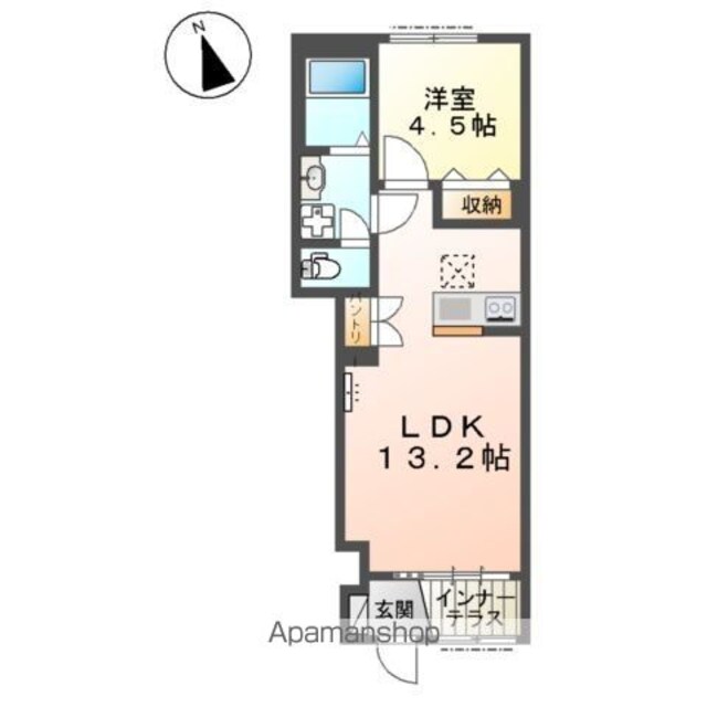 ミ・カーサ河辺Ｂ[1LDK/41.79m2]の間取図