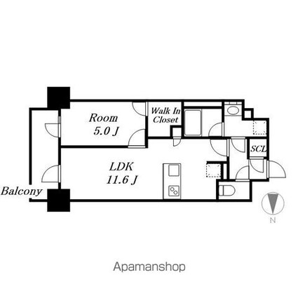 プレサンス丸の内サージュ[1LDK/42.75m2]の間取図