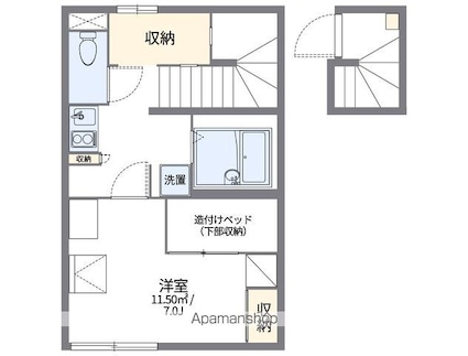レオパレスクインスＡ[1K/26.08m2]の間取図