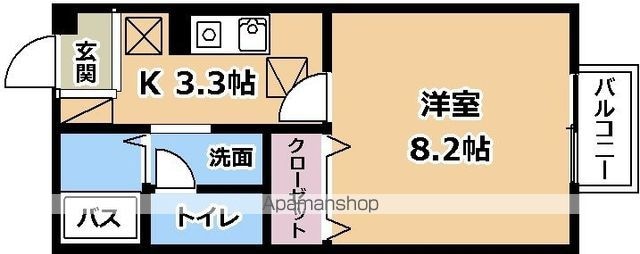 上萱の園[1K/26.93m2]の間取図