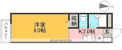 高知県高知市葛島３丁目[1K/27m2]の間取図