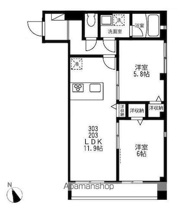 ラシーネ上板橋[2LDK/54.6m2]の間取図