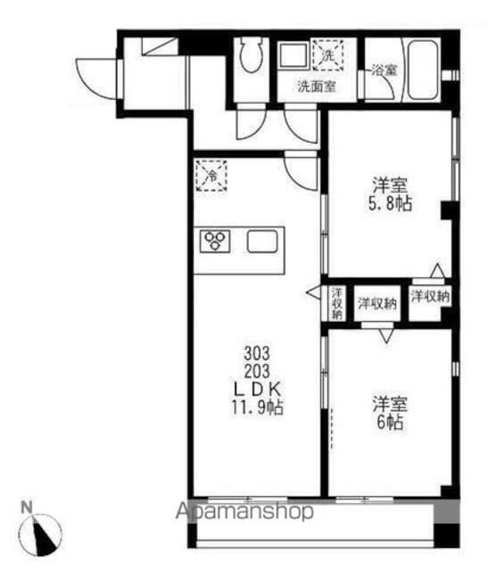 ラシーネ上板橋[2LDK/54.6m2]の間取図