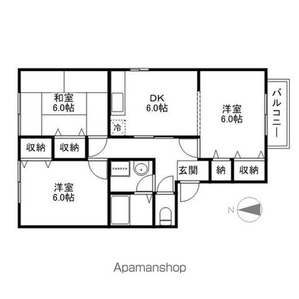 グランドゥール[2LDK/57m2]の間取図