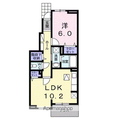 グランコート５１６　Ｂ[1LDK/43.1m2]の間取図
