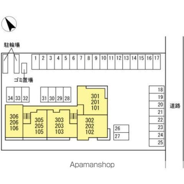 広島県福山市東川口町２丁目[2LDK/61.08m2]の配置図