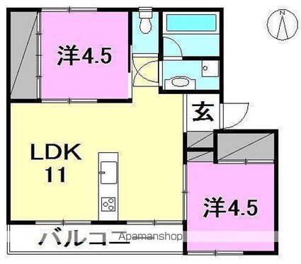ブリューメ・ハイム弐番館[2LDK/47m2]の間取図