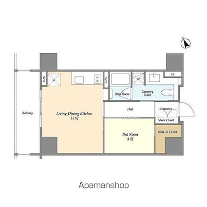 ＡＳＰＲＩＭＥ八丁堀[1LDK/40m2]の間取図