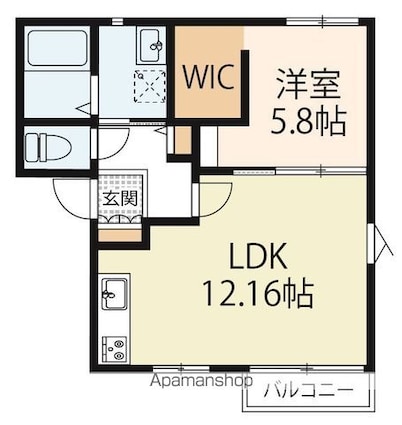 ハイツメルヘン[1LDK/43.36m2]の間取図