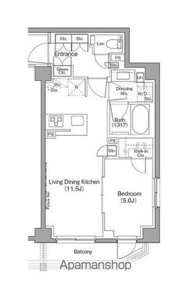 ザ・パークハビオ三軒茶屋テラス[1LDK/41.77m2]の間取図