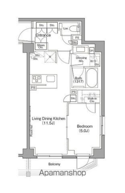 ザ・パークハビオ三軒茶屋テラス[1LDK/41.77m2]の間取図