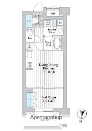 アビティグランデ砧　（Ｂ棟）[1LDK/39.07m2]の間取図