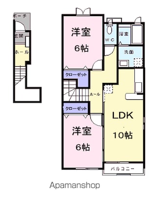 ヴァイオレット・パラッツオＡ[2LDK/57.22m2]の間取図