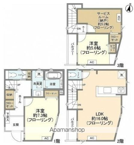 京浜東北・根岸線 蒲田駅 徒歩13分 3階建 築4年の間取り写真