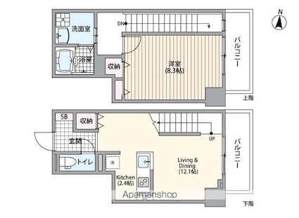 東京都墨田区立川１丁目[1LDK/55.44m2]の間取図