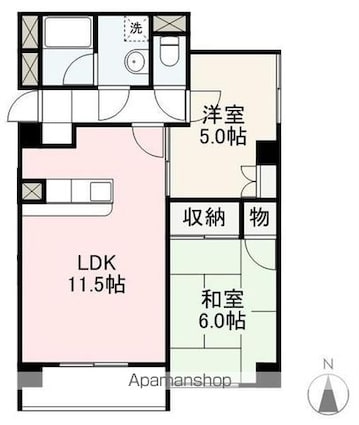プレアール香西[2LDK/51.08m2]の間取図