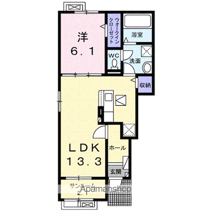 セイバリーＦ[1LDK/50.01m2]の間取図